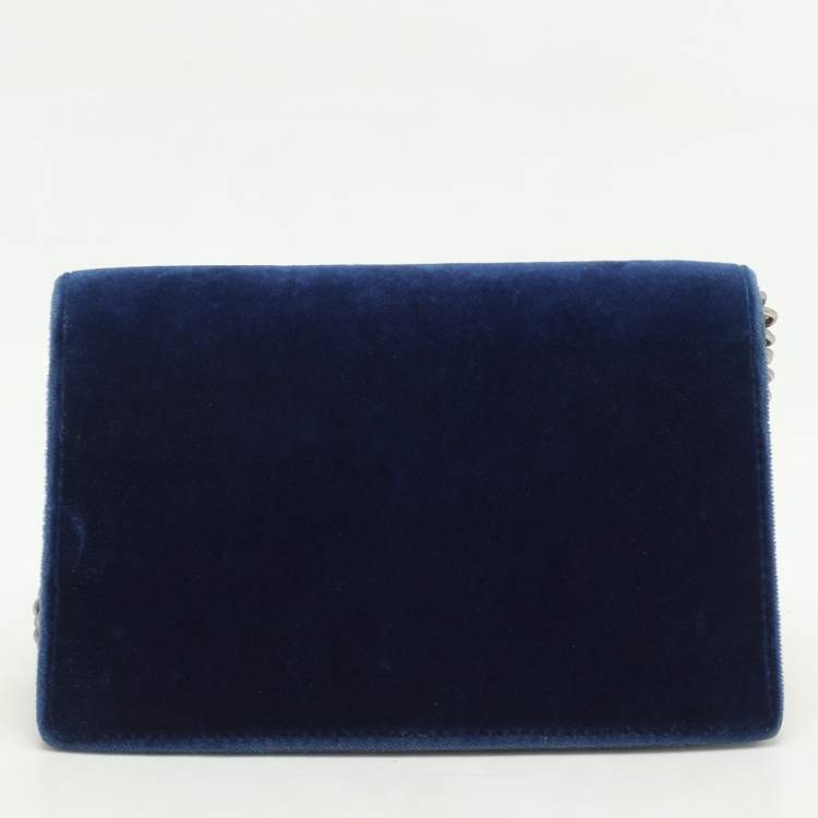 Pre Owned Gucci Blue Velvet and Leather Super Mini Dionysus Chain Bag