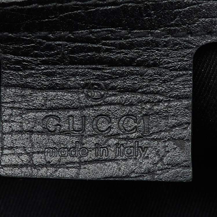 Pre Owned Gucci Black GG Canvas Wood Handle Frame Bag