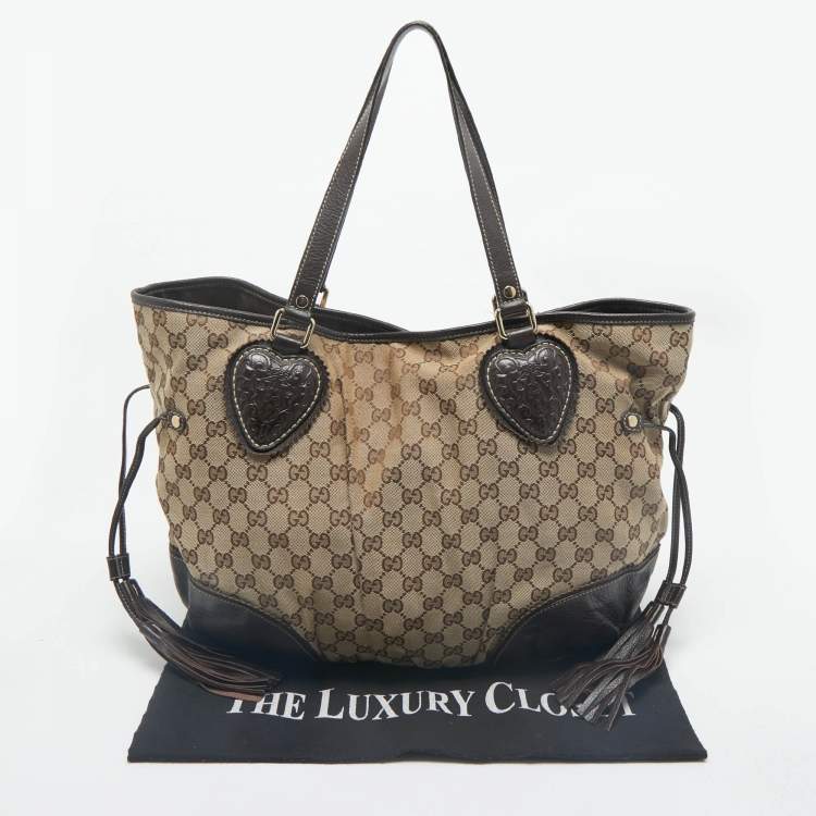 Pre Owned Gucci Beige/Brown GG Canvas and Leather Tribeca Tote