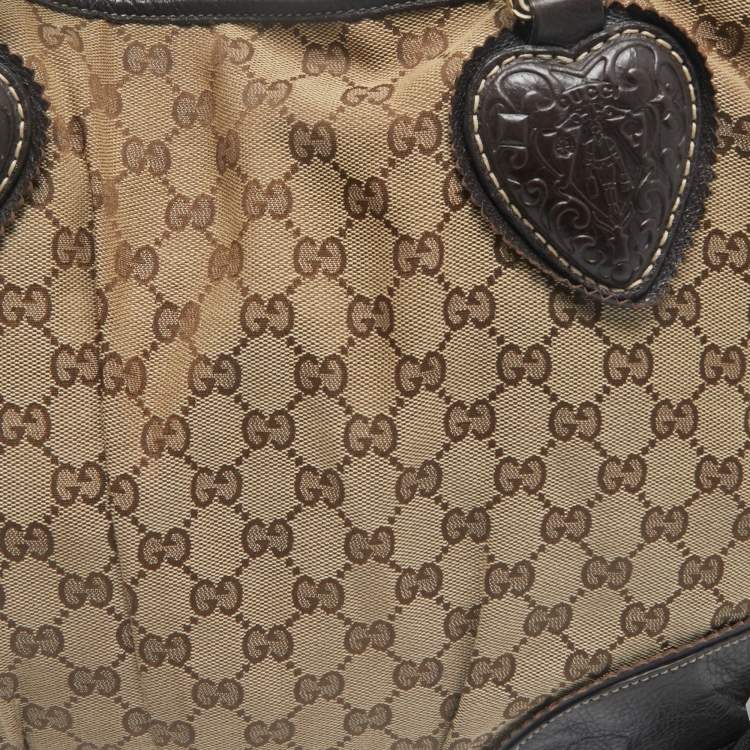 Pre Owned Gucci Beige/Brown GG Canvas and Leather Tribeca Tote