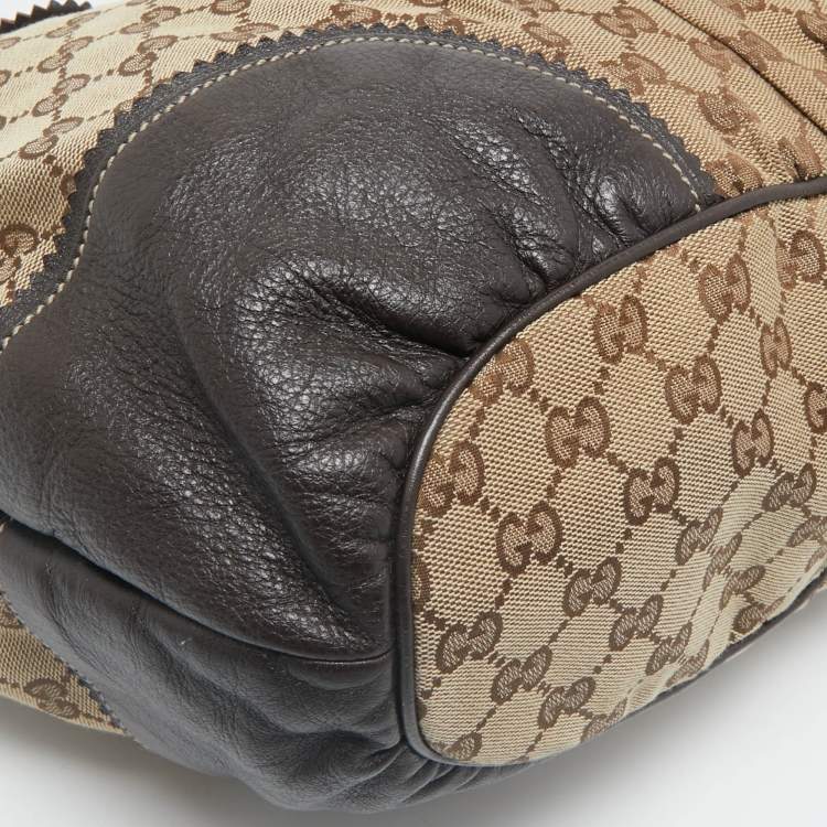 Pre Owned Gucci Beige/Brown GG Canvas and Leather Tribeca Tote