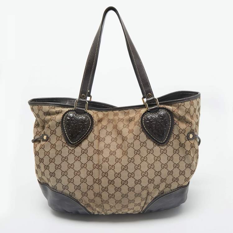 Pre Owned Gucci Beige/Brown GG Canvas and Leather Tribeca Tote