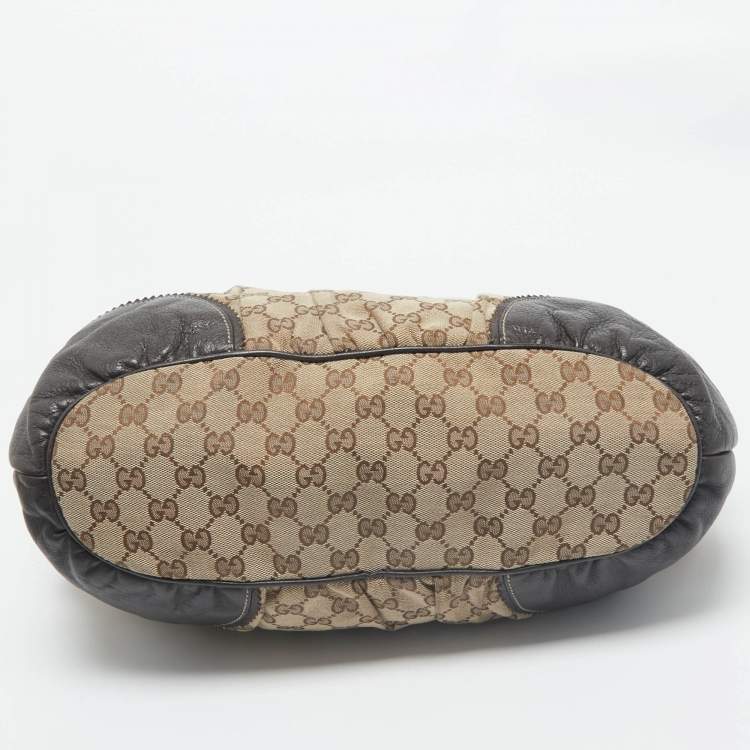 Pre Owned Gucci Beige/Brown GG Canvas and Leather Tribeca Tote