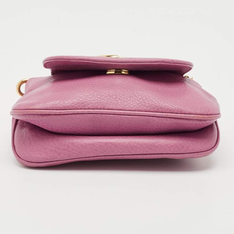 Pre Owned Gucci Pink Leather Small 1973 Chain Crossbody Bag