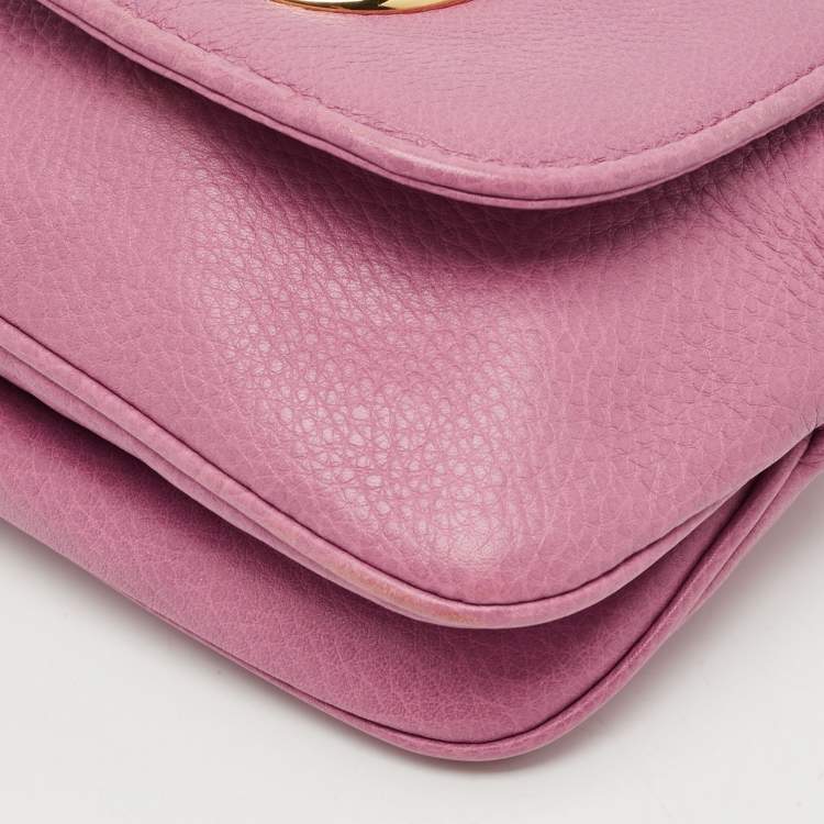 Pre Owned Gucci Pink Leather Small 1973 Chain Crossbody Bag