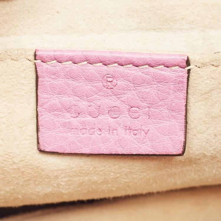 Pre Owned Gucci Pink Leather Small 1973 Chain Crossbody Bag