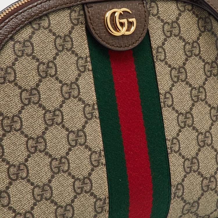Pre Owned Gucci Beige/Brown GG Supreme Canvas and Leather Ophidia Bag