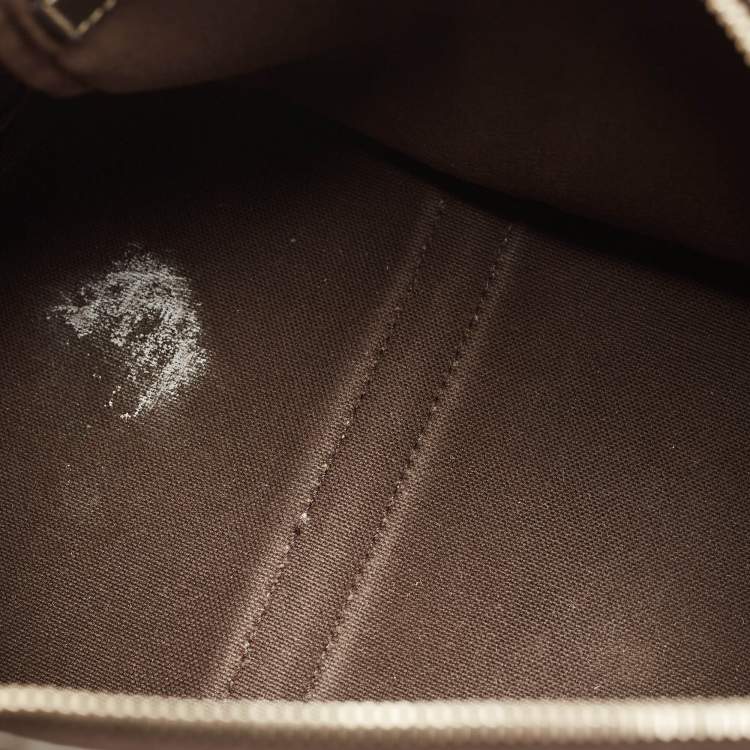 Pre Owned Gucci Beige/Brown GG Supreme Canvas and Leather Medium Joy Boston Bag