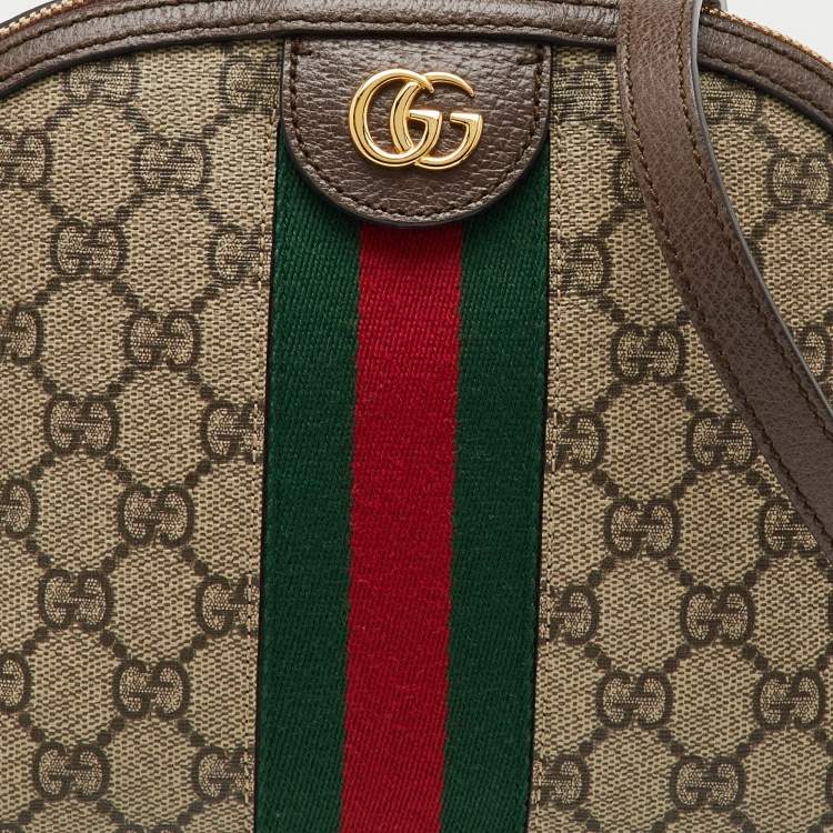 Pre Owned Gucci Beige/Brown GG Supreme Canvas and Leather Ophidia Bag