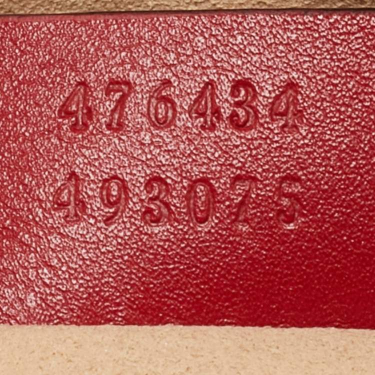 Pre Owned Gucci Red Matelassé Leather Mini GG Marmont Belt Bag