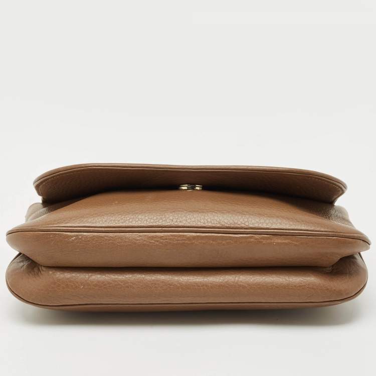 Pre Owned Gucci Brown Leather Medium 1973 Chain Shoulder Bag