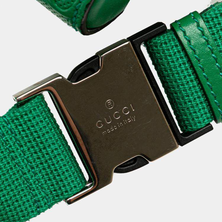 Pre Owned Gucci Green GG Embossed Perforated Double Belt Bag