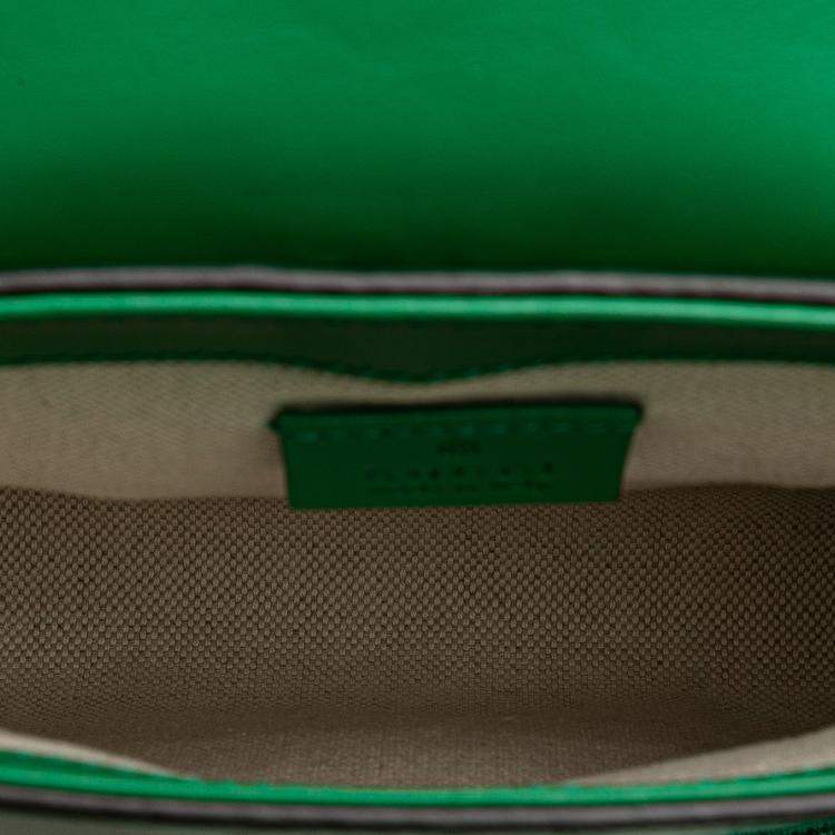 Pre Owned Gucci Green GG Embossed Perforated Double Belt Bag