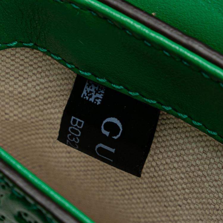Pre Owned Gucci Green GG Embossed Perforated Double Belt Bag
