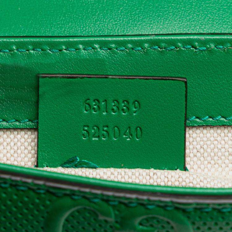 Pre Owned Gucci Green GG Embossed Perforated Double Belt Bag