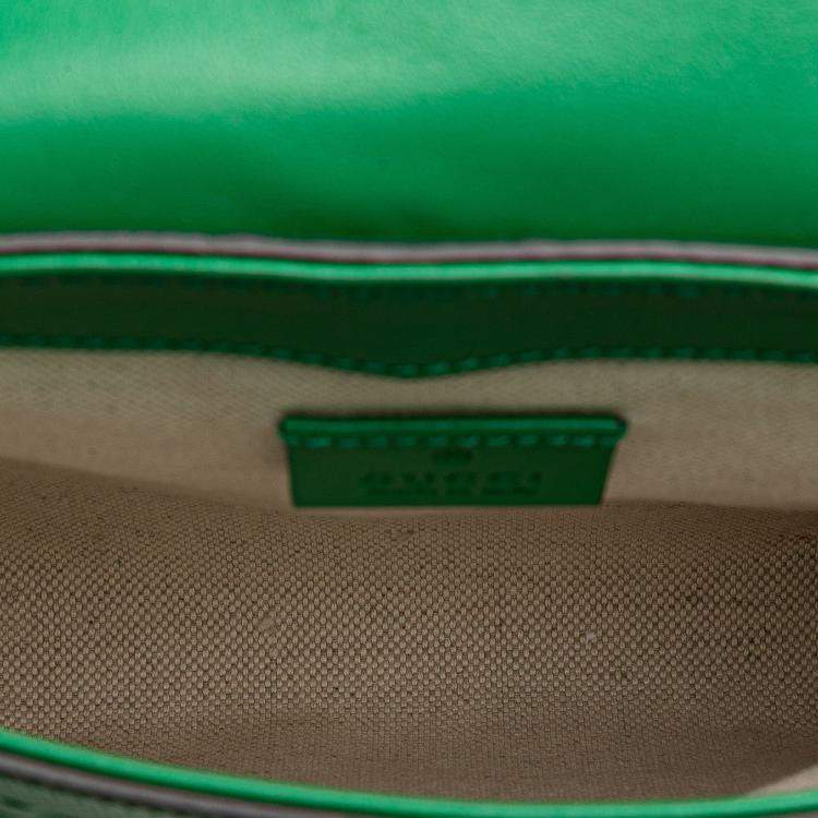 Pre Owned Gucci Green GG Embossed Perforated Double Belt Bag