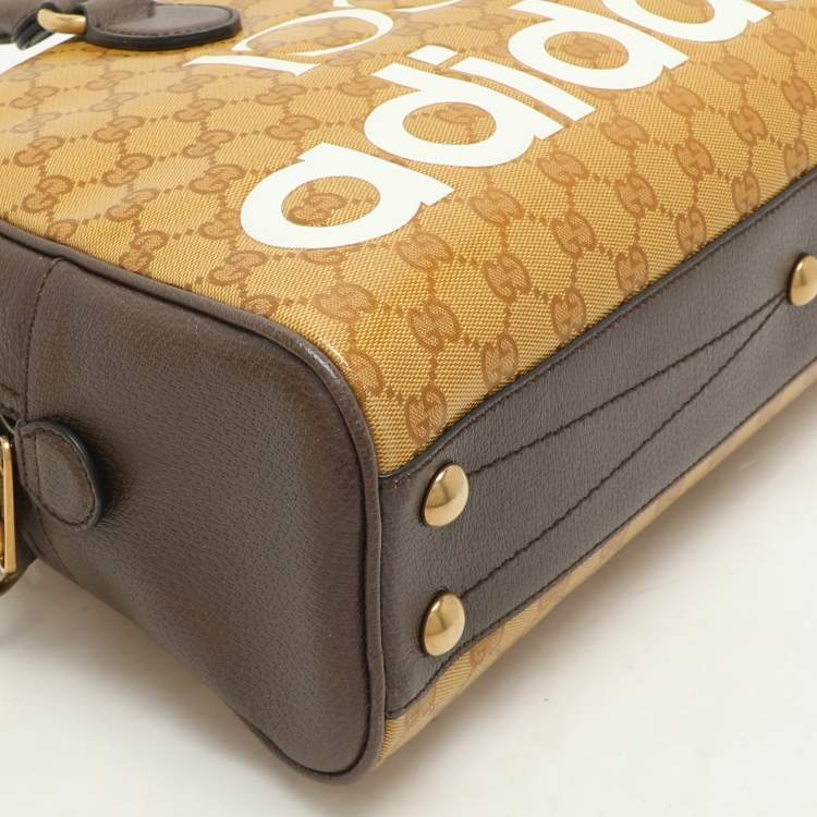 Pre Owned Gucci x Adidas Beige/Brown GG Crystal Canvas and Leather Medium Duffle Bag