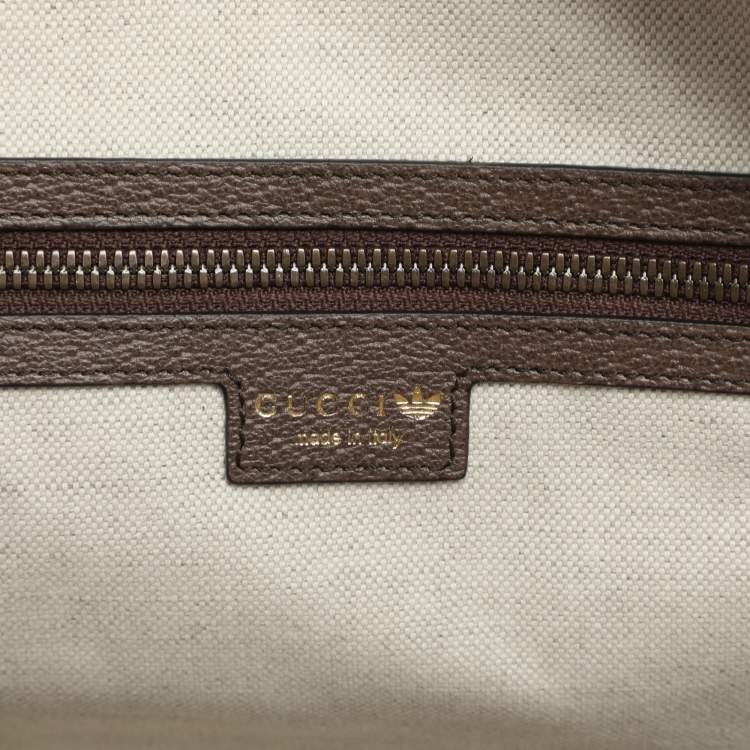 Pre Owned Gucci x Adidas Beige/Brown GG Crystal Canvas and Leather Medium Duffle Bag