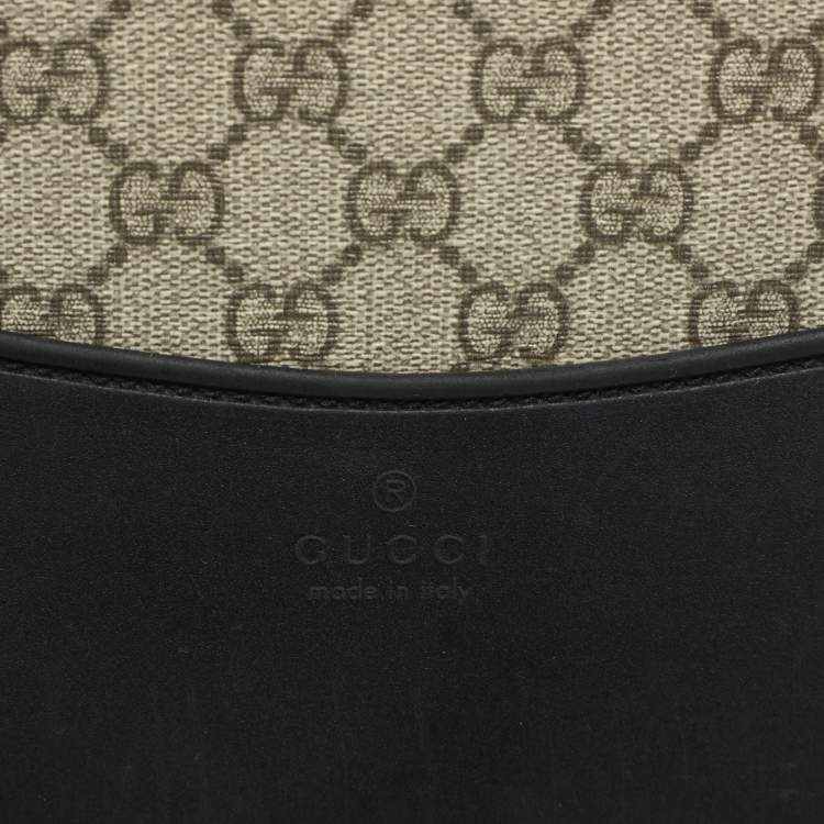 Pre Owned Gucci Beige/Black GG Supreme and Leather Small Cabin Trolley