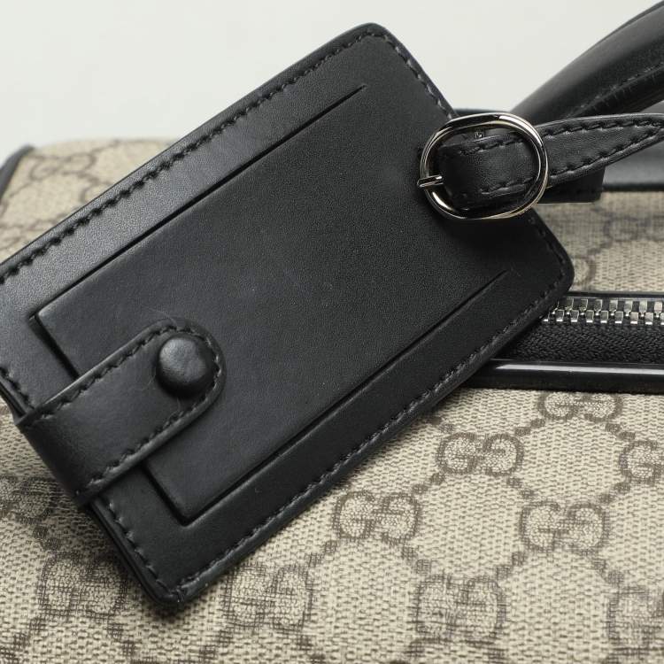 Pre Owned Gucci Beige/Black GG Supreme and Leather Small Cabin Trolley