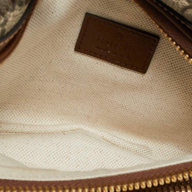Pre Owned Gucci Brown/Beige GG Supreme Canvas and Leather Interlocking G Belt Bag