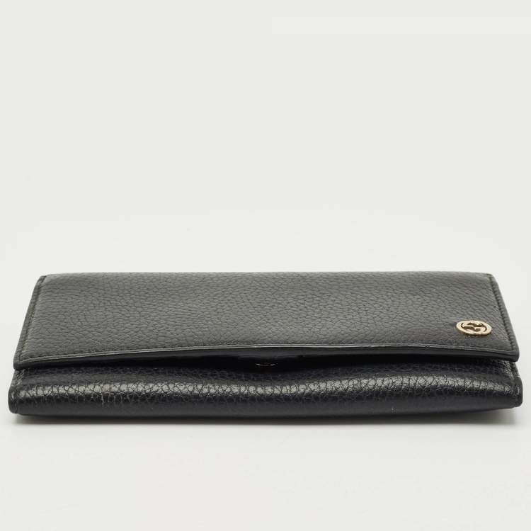 Pre Owned Gucci Black Leather GG Marmont Continental Wallet