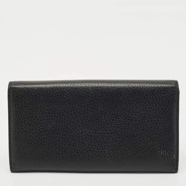 Pre Owned Gucci Black Leather GG Marmont Continental Wallet