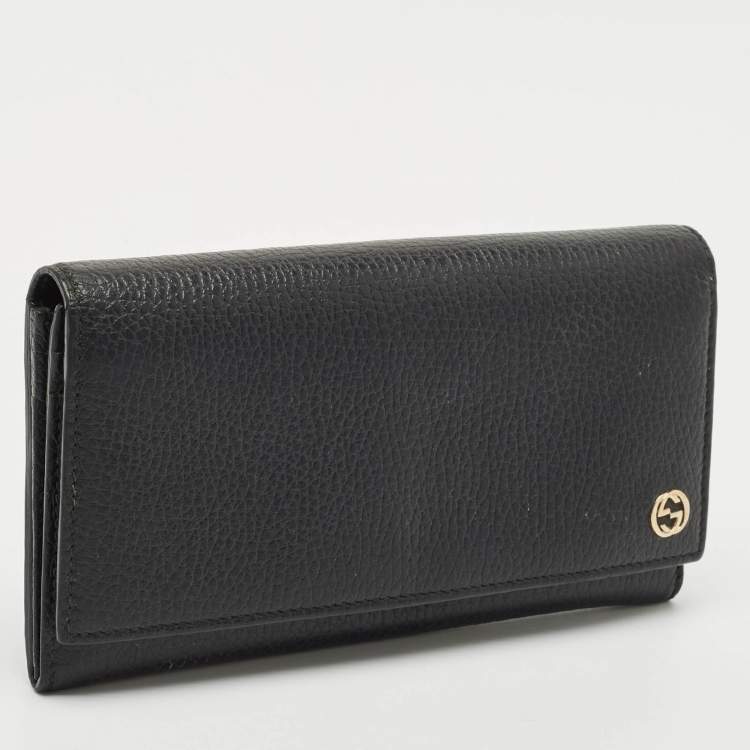 Pre Owned Gucci Black Leather GG Marmont Continental Wallet