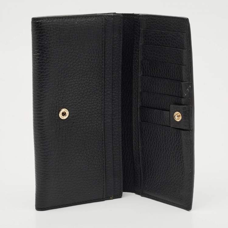 Pre Owned Gucci Black Leather GG Marmont Continental Wallet