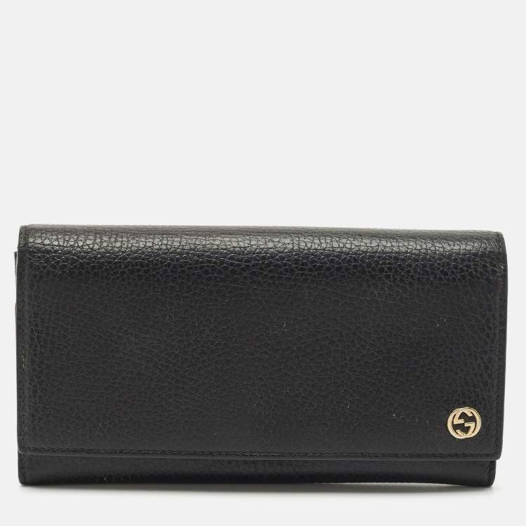 Pre Owned Gucci Black Leather GG Marmont Continental Wallet