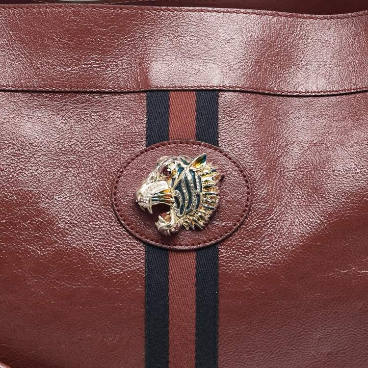 Pre Owned Gucci Red Leather Large Rajah Tote