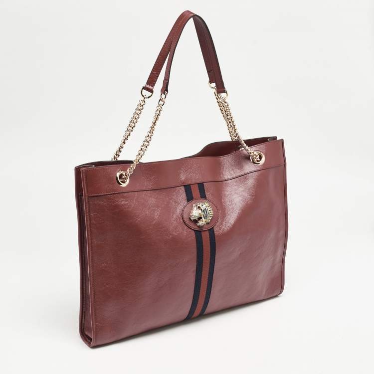 Pre Owned Gucci Red Leather Large Rajah Tote
