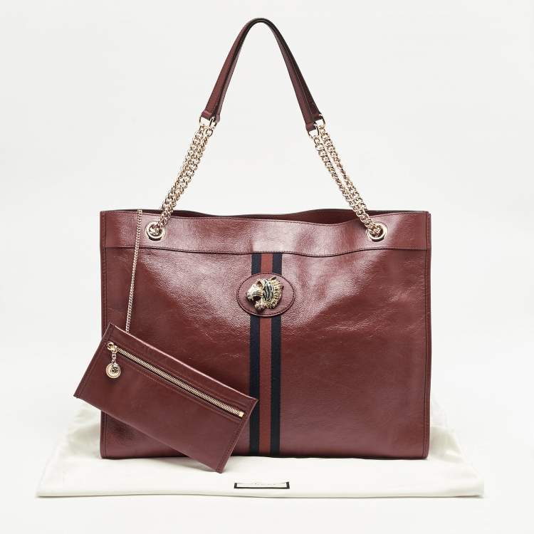 Pre Owned Gucci Red Leather Large Rajah Tote