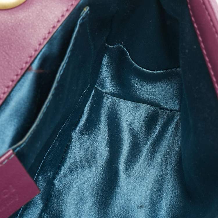 Pre Owned Gucci Pink Matelassé Velvet Mini GG Marmont Shoulder Bag