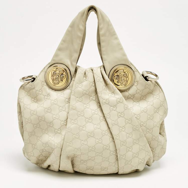 Pre Owned Gucci Off White Guccissima Leather Small Hysteria Hobo