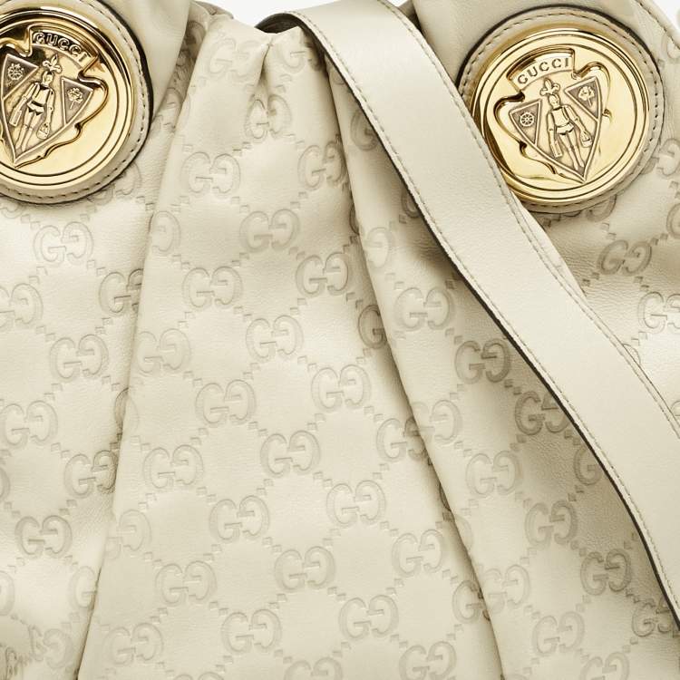Pre Owned Gucci Off White Guccissima Leather Small Hysteria Hobo