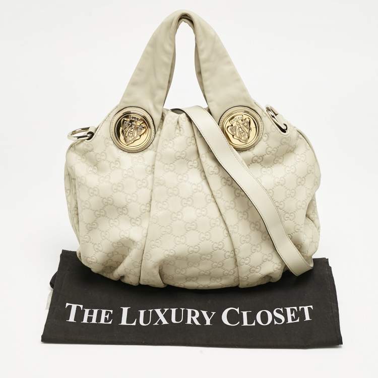 Pre Owned Gucci Off White Guccissima Leather Small Hysteria Hobo