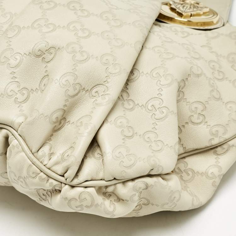 Pre Owned Gucci Off White Guccissima Leather Small Hysteria Hobo