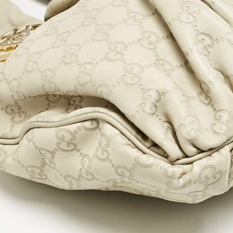 Pre Owned Gucci Off White Guccissima Leather Small Hysteria Hobo
