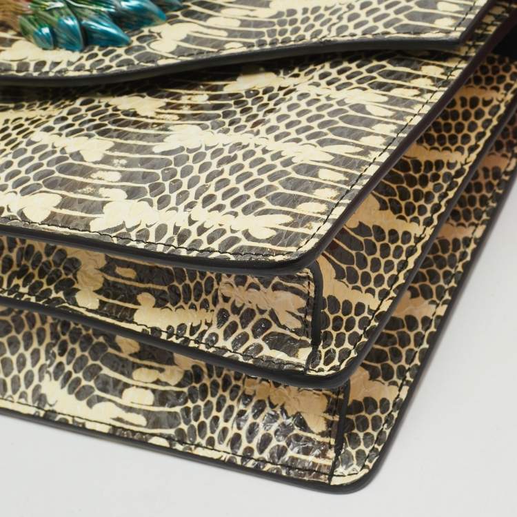 Pre Owned Gucci Cream/Pink Python Naga Dragon Shoulder Bag