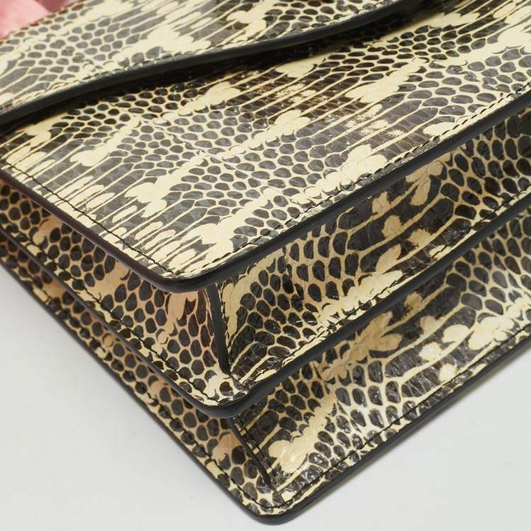 Pre Owned Gucci Cream/Pink Python Naga Dragon Shoulder Bag