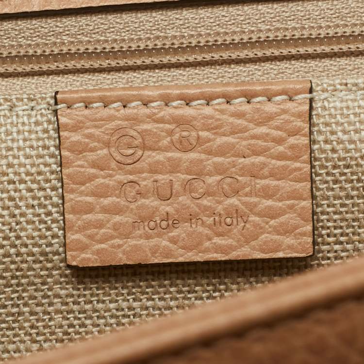 Pre Owned Gucci Beige Leather Dollar Interlocking G Shoulder Bag
