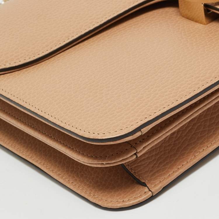 Pre Owned Gucci Beige Leather Dollar Interlocking G Shoulder Bag