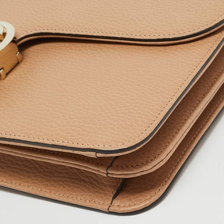 Pre Owned Gucci Beige Leather Dollar Interlocking G Shoulder Bag