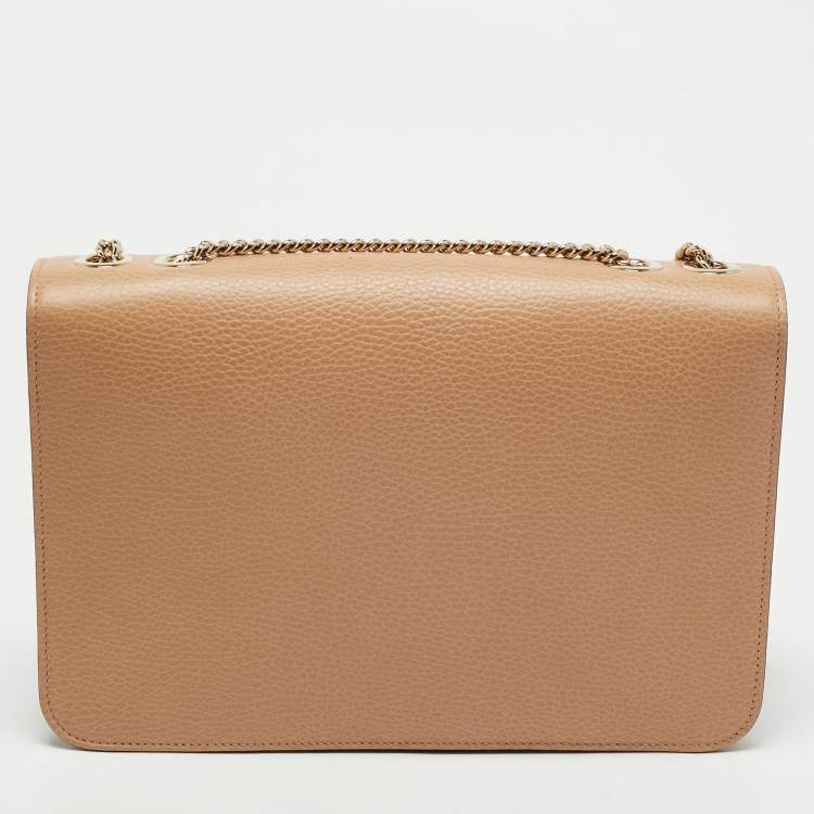 Pre Owned Gucci Beige Leather Dollar Interlocking G Shoulder Bag