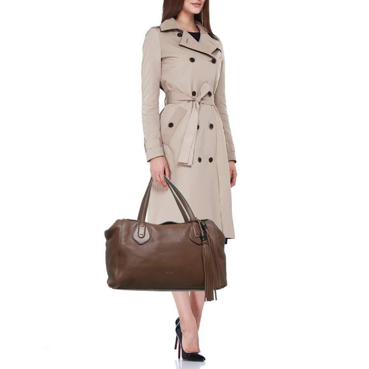 Pre Owned Gucci Brown Leather Lady Tassel Tote
