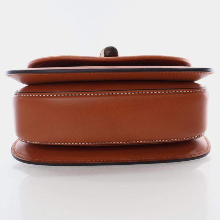 Pre Owned Gucci Bamboo 1947 Mini Brown Calfskin Leather Waist Bag