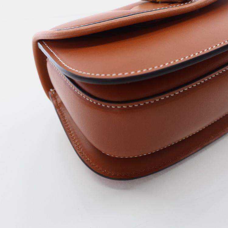 Pre Owned Gucci Bamboo 1947 Mini Brown Calfskin Leather Waist Bag
