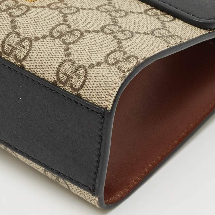 Pre Owned Gucci Beige/Black GG Supreme Canvas and Leather Small Padlock Shoulder Bag