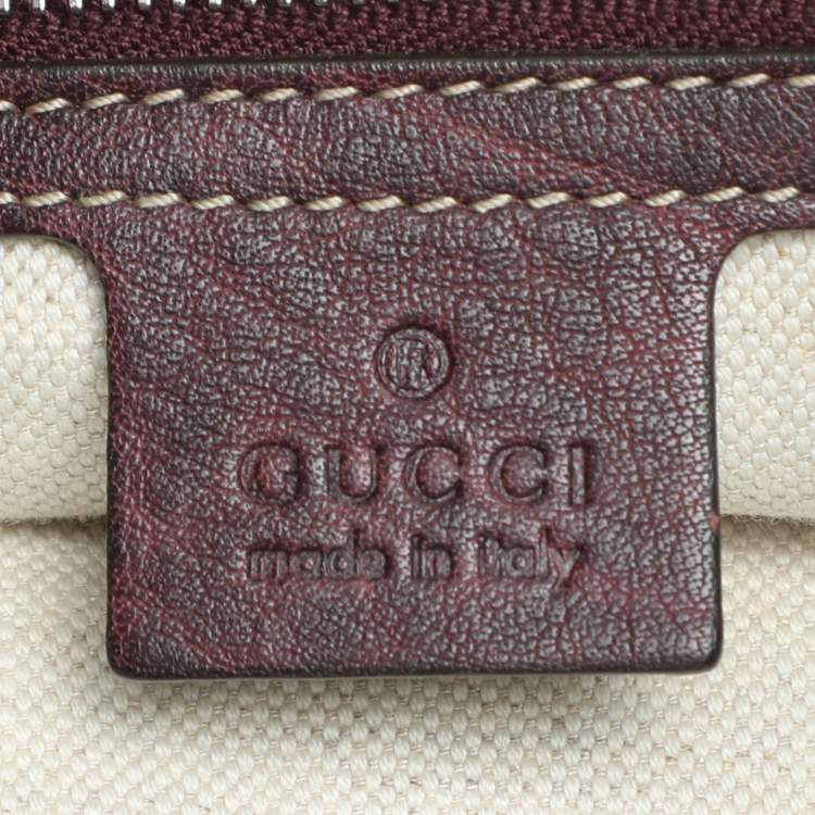 Pre Owned Gucci Dark Burgundy Leather Charlotte Crossbody Bag